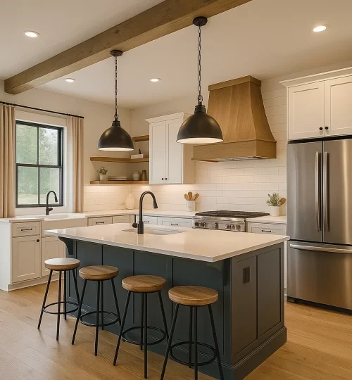 farmhouse at night kitchen