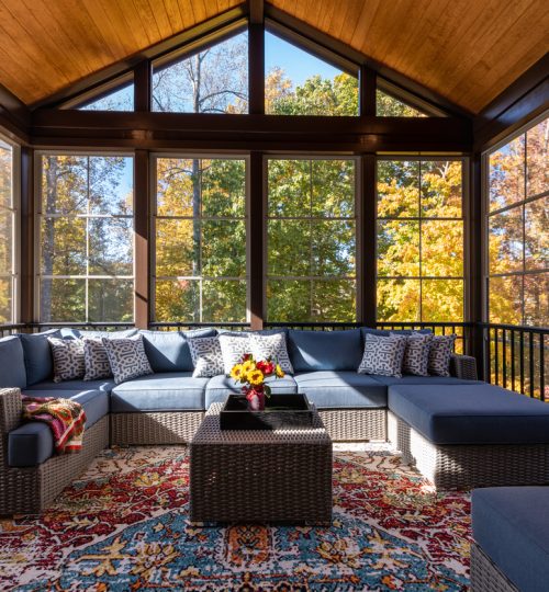 Cozy Furnished Porch Enclosure in Autumn Season