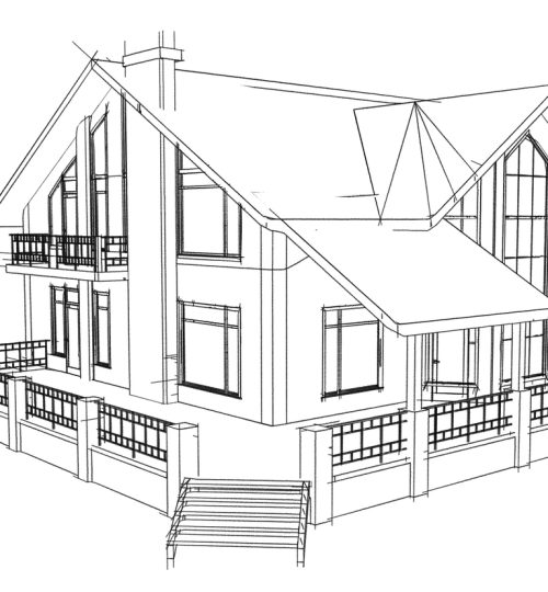 Drawing home on a white background