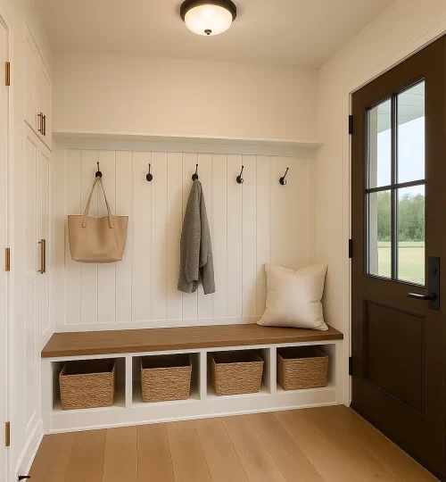 lightfilled farm house mudroom