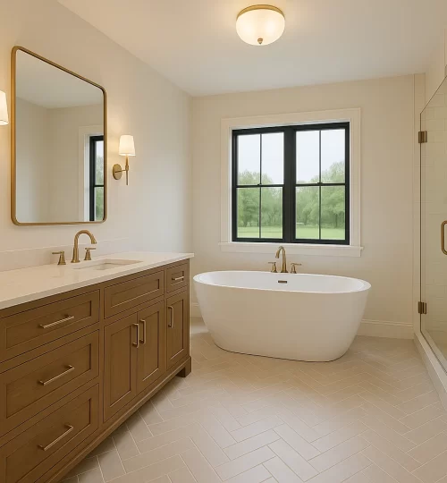 lightfilled farmhouse master bathroom